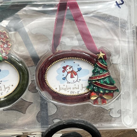 Jingles and Joy Set of 3 Christmas Picture Frame Ornaments Tree Bells Wreath - Picture 7 of 9
